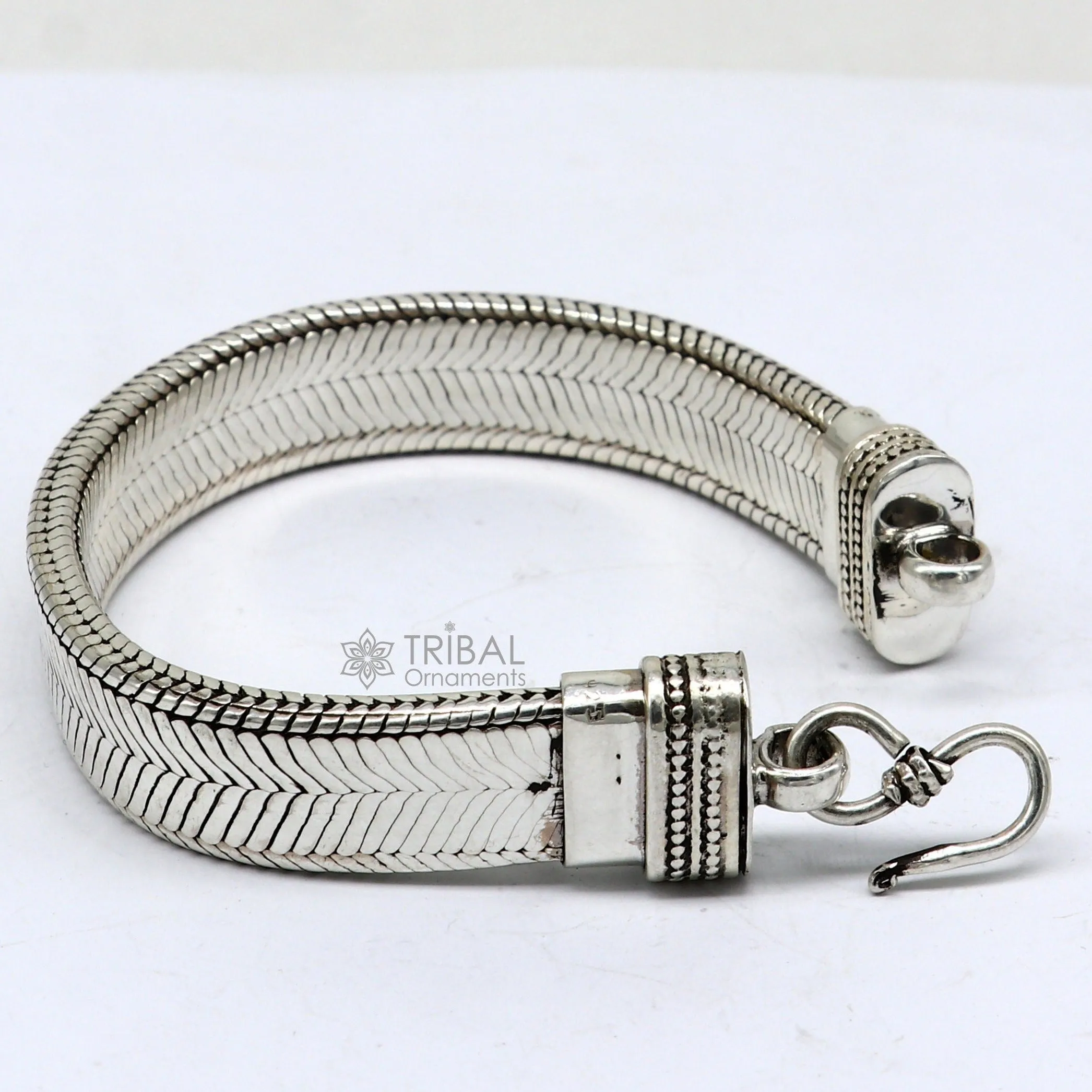 13mm solid 925 sterling silver handmade flat belt bracelet, best men's bracelet jewelry, snake bracelet trendy jewelry for men sbr664