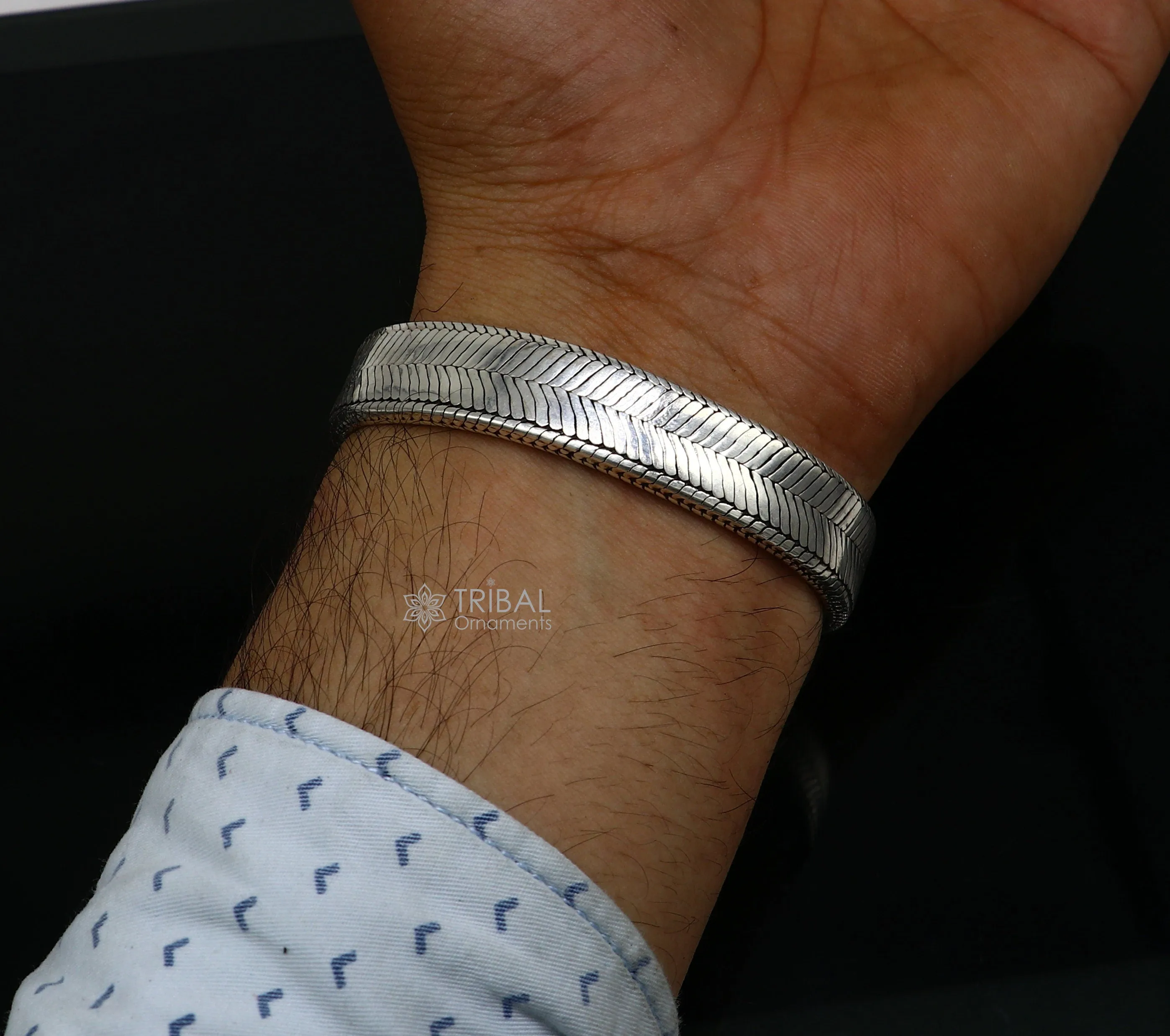 13mm solid 925 sterling silver handmade flat belt bracelet, best men's bracelet jewelry, snake bracelet trendy jewelry for men sbr664