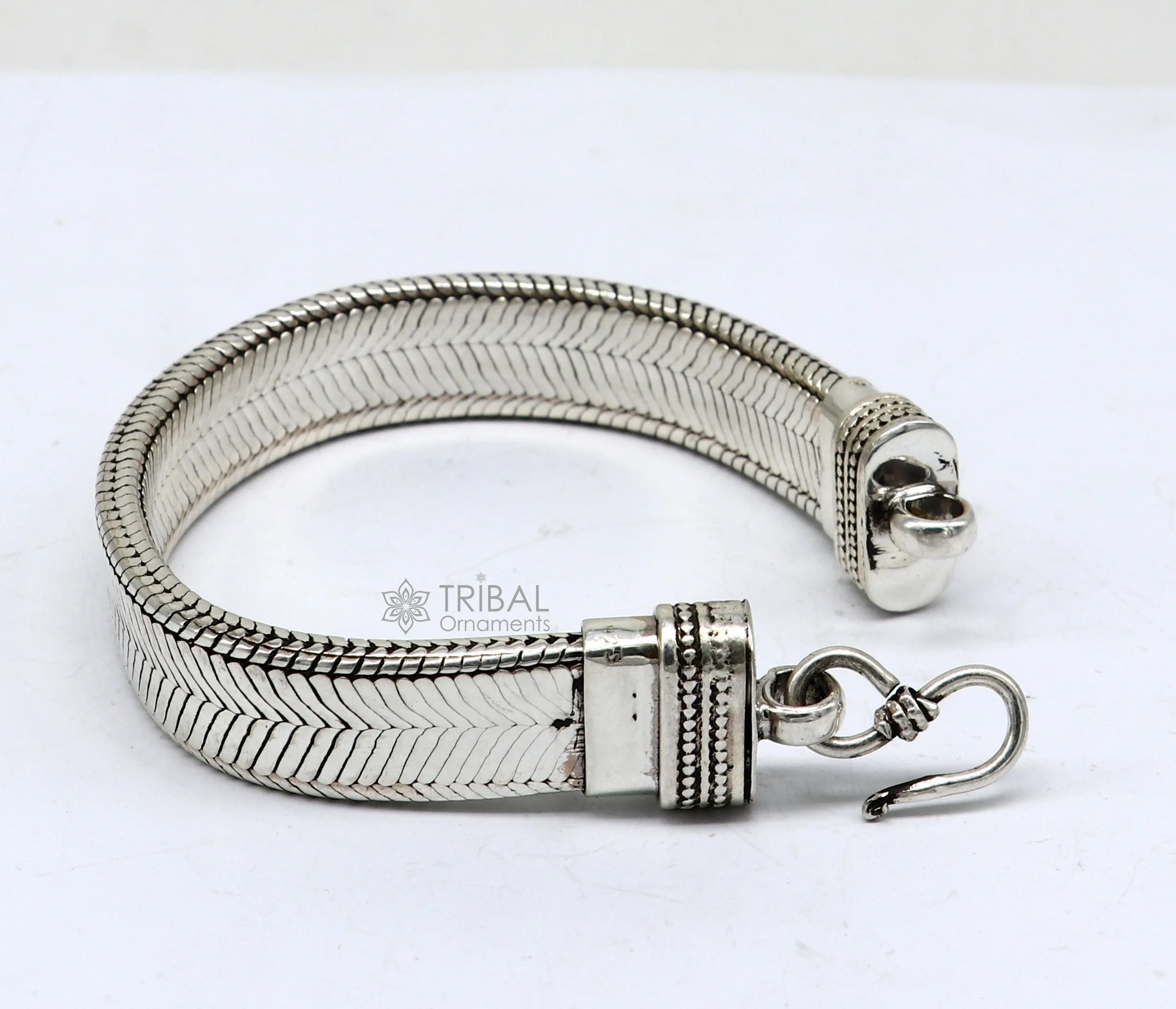 13mm solid 925 sterling silver handmade flat belt bracelet, best men's bracelet jewelry, snake bracelet trendy jewelry for men sbr664