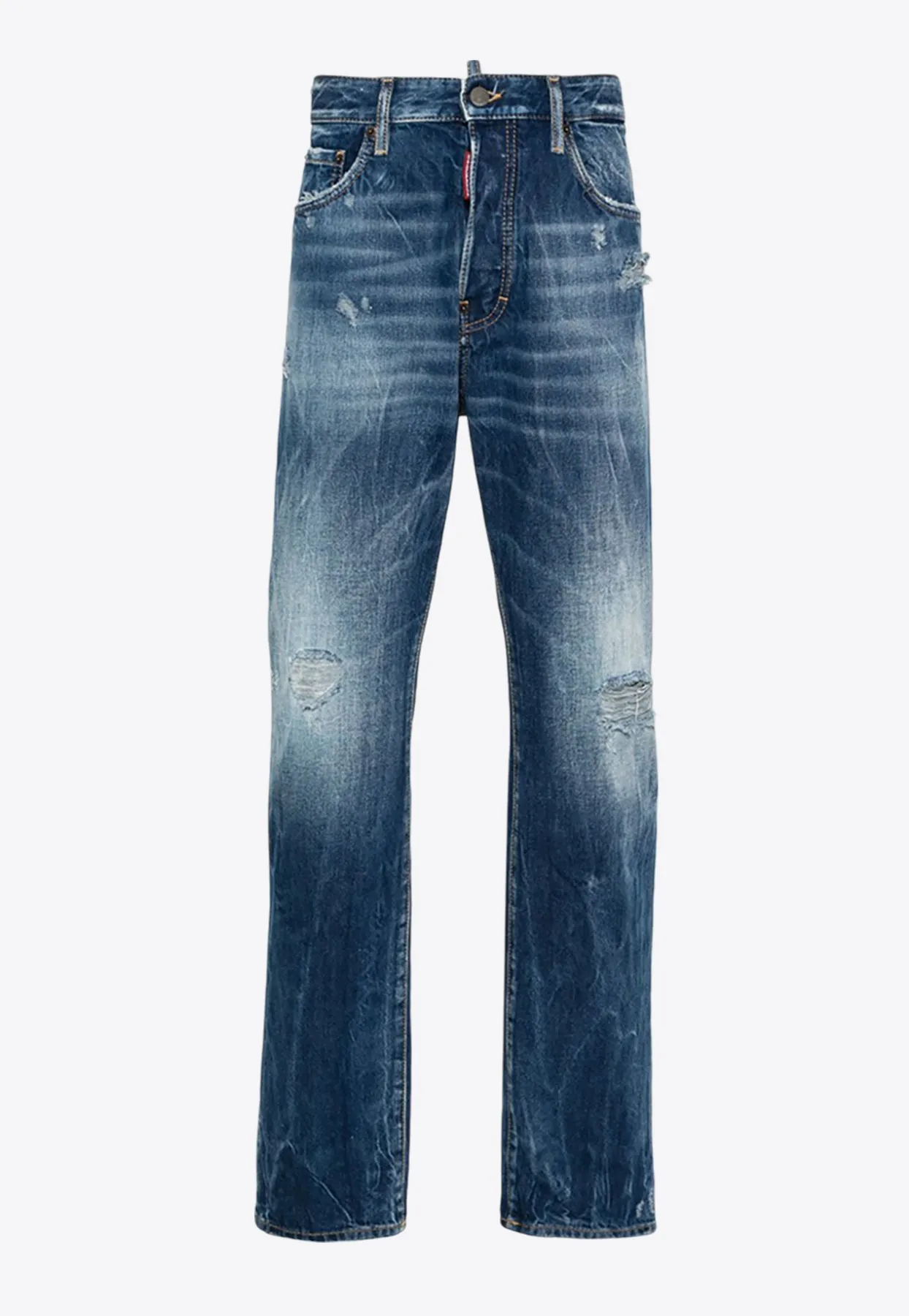 642 Distressed Straight-Leg Jeans