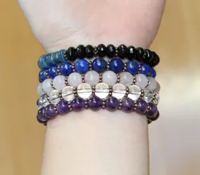Amethyst Chakra Crystal Yoga Inspired Bracelet with Copper Free Shipping   Gift Bag
