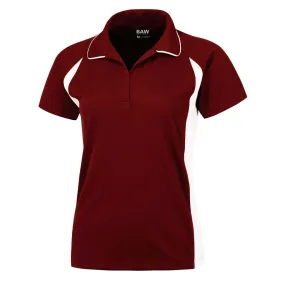 BAW Women's Red/White Colorblock Body Cool Tek Polo