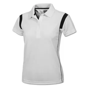 BAW Women's White/Black White Rib Shoulder Cool Tek Polo