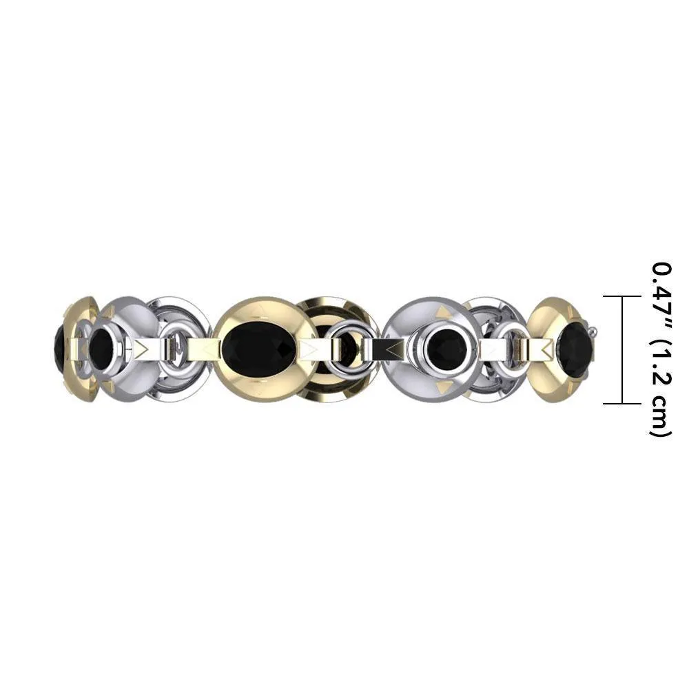 Black Magic Elegant Ovals Silver & Gold Bracelet MBL094