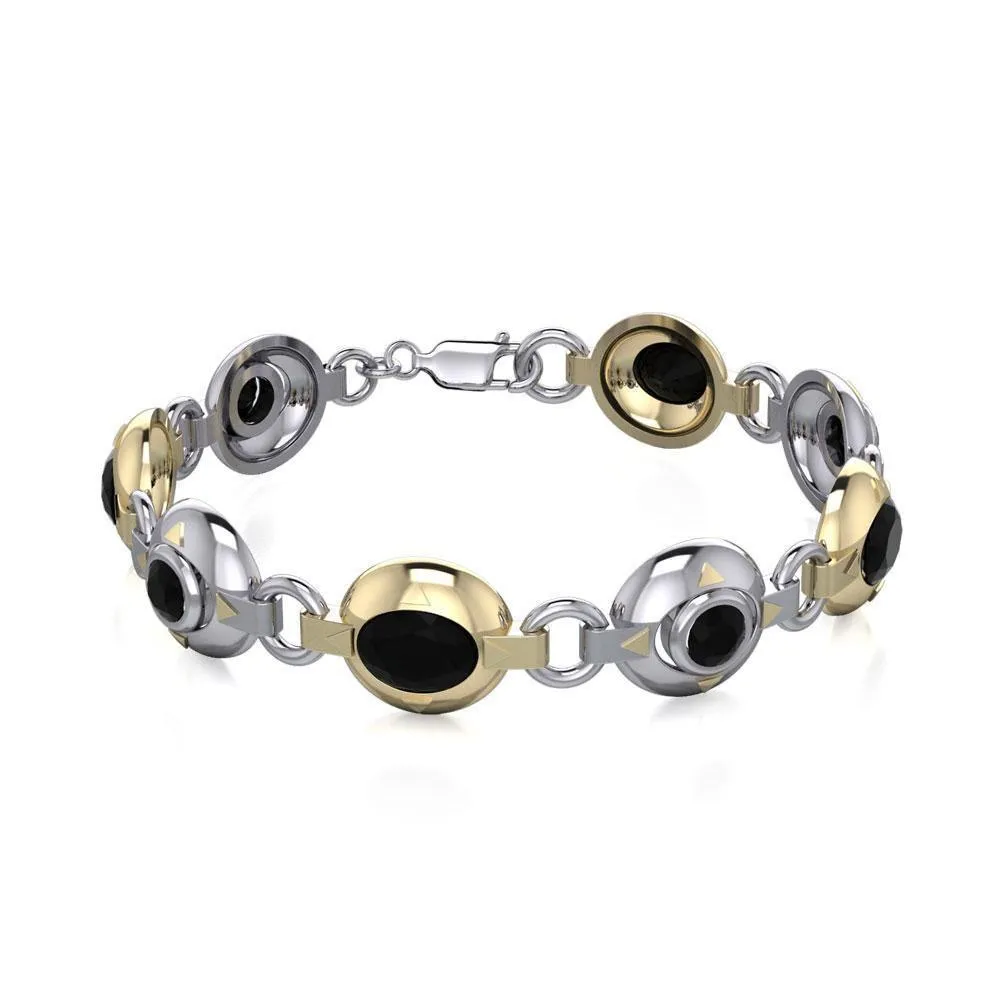 Black Magic Elegant Ovals Silver & Gold Bracelet MBL094
