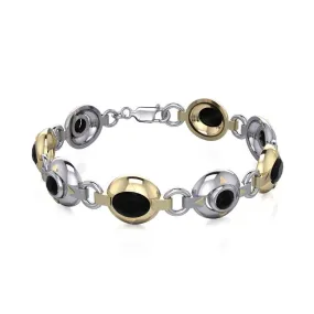 Black Magic Elegant Ovals Silver & Gold Bracelet MBL094