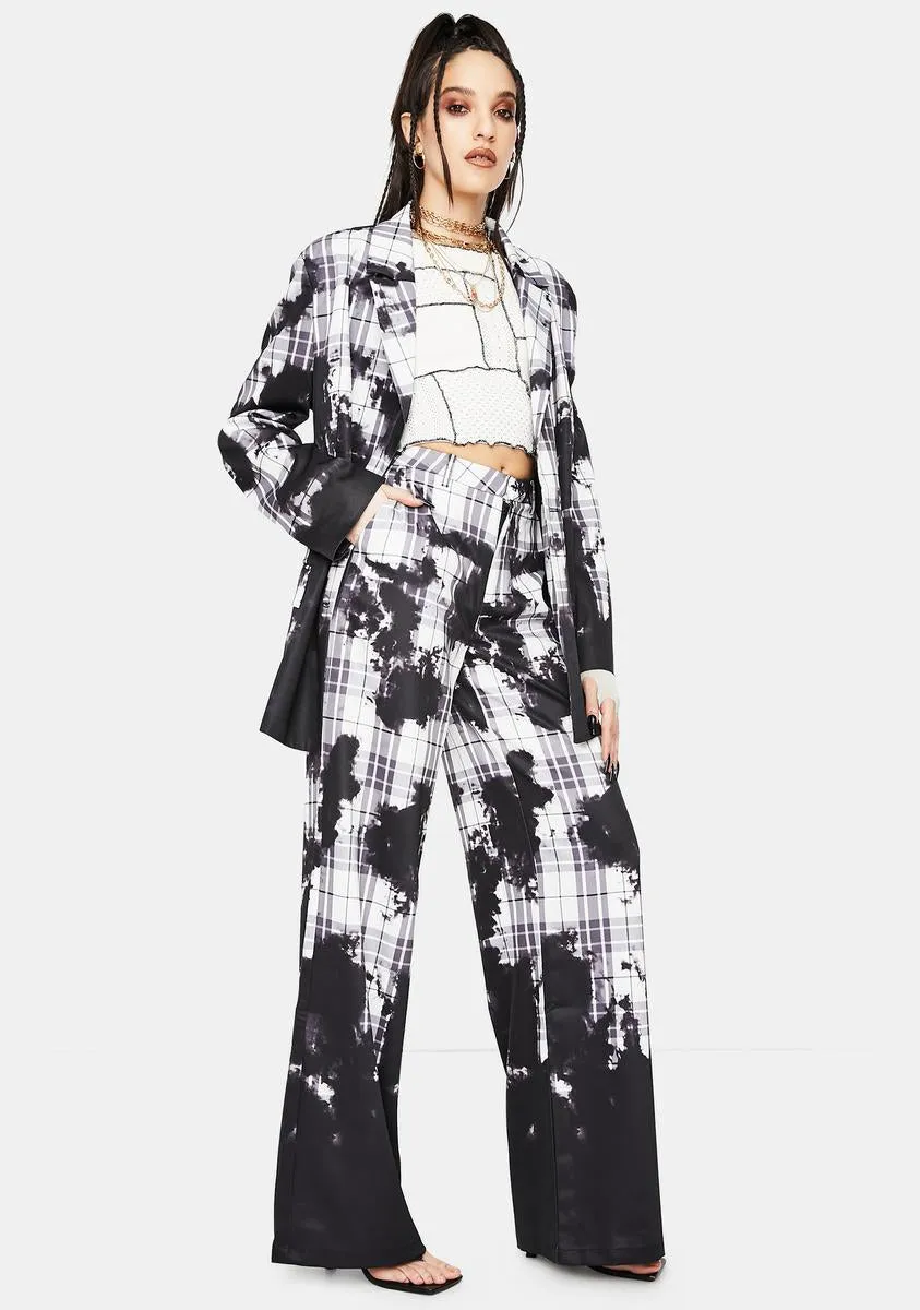 Bleach Check Relaxed Wide Leg Trousers