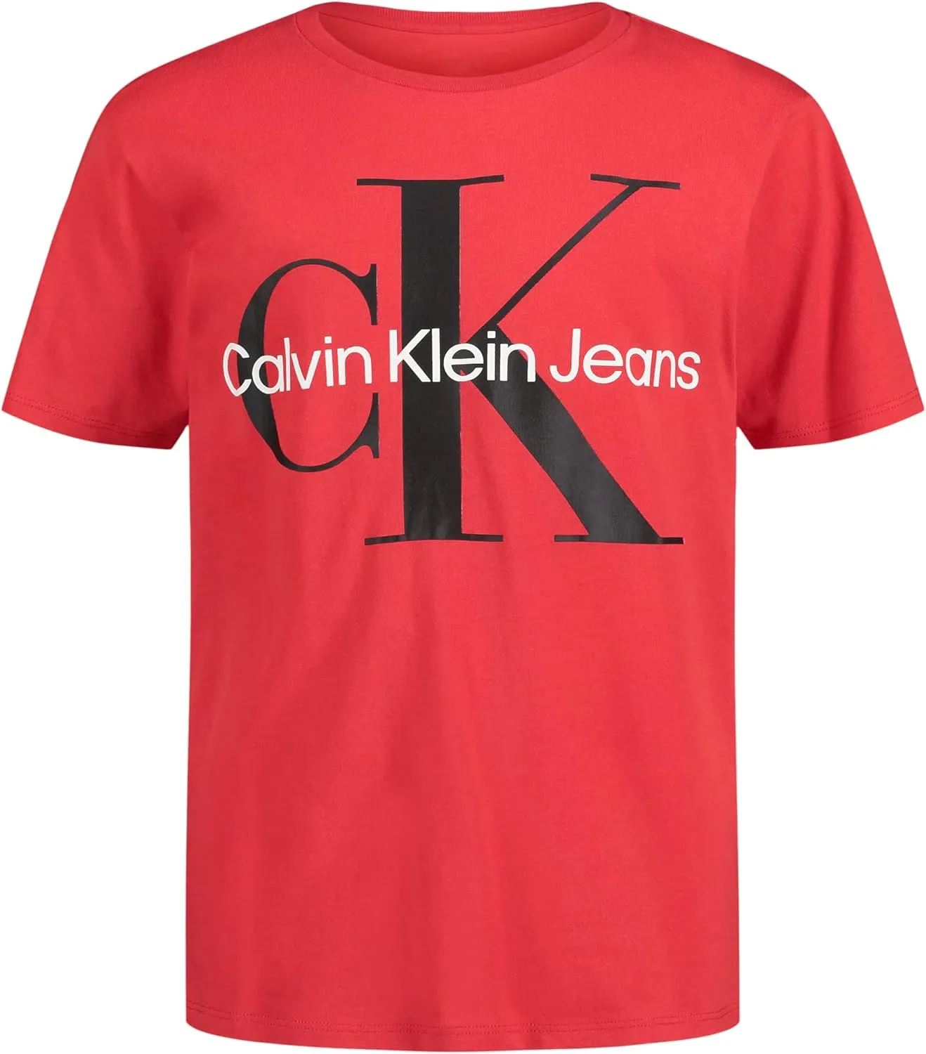 Calvin Klein Boys' Short Sleeve Logo Crew Neck T-Shirt, Soft, Comfortable, Relaxed Fit