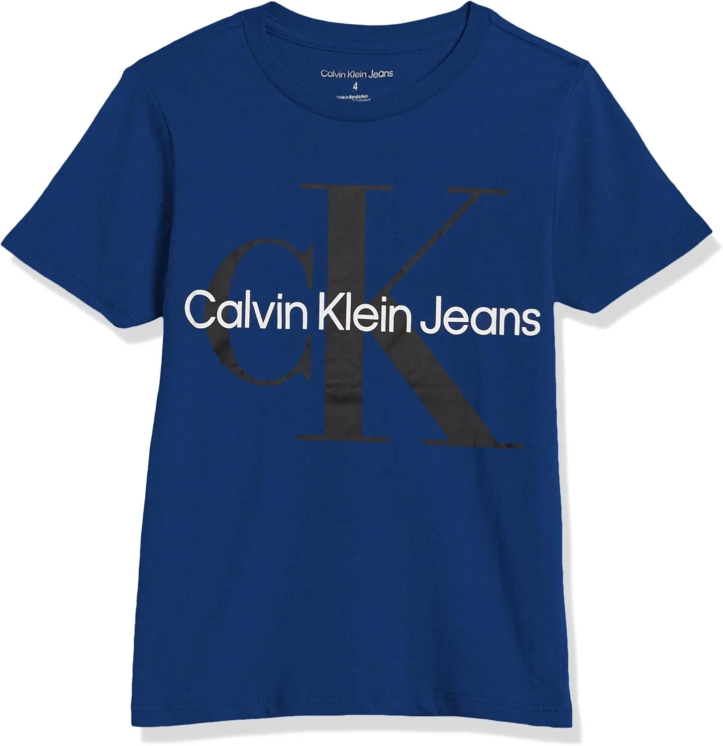 Calvin Klein Boys' Short Sleeve Logo Crew Neck T-Shirt, Soft, Comfortable, Relaxed Fit
