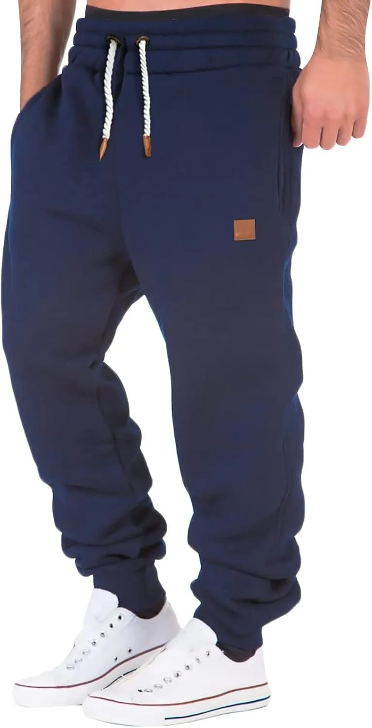 Cargo Pants for Men Big and Tall with Pockets Mens Cargo Sweatpants Heavyweight Fleece Jogger Pants Drawstring Sports