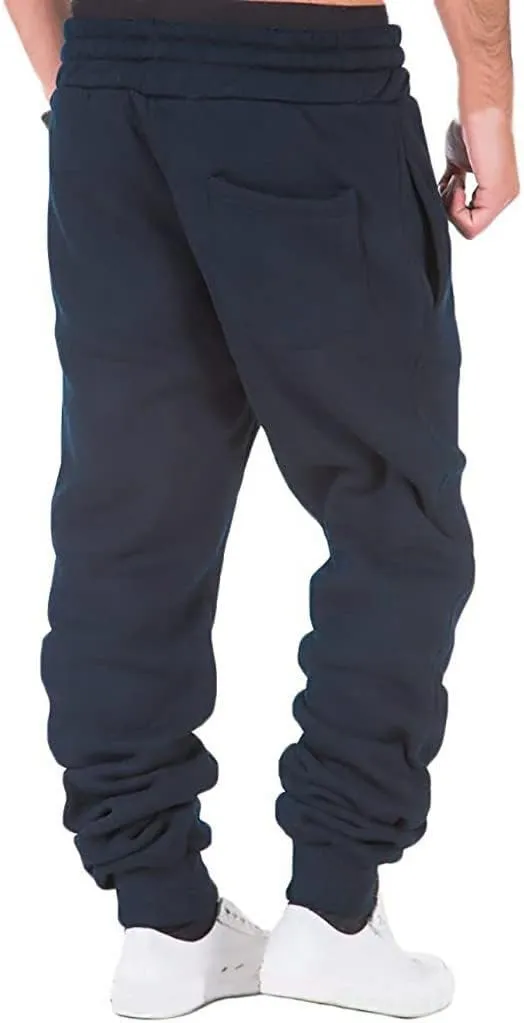 Cargo Pants for Men Big and Tall with Pockets Mens Cargo Sweatpants Heavyweight Fleece Jogger Pants Drawstring Sports