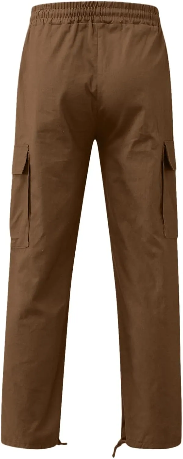 Cargo Sweatpants for Men Pockets Regular & Big Man Sizes Casual Jogger Pant Men's Fleece Lined Cargo Sweatpants Open