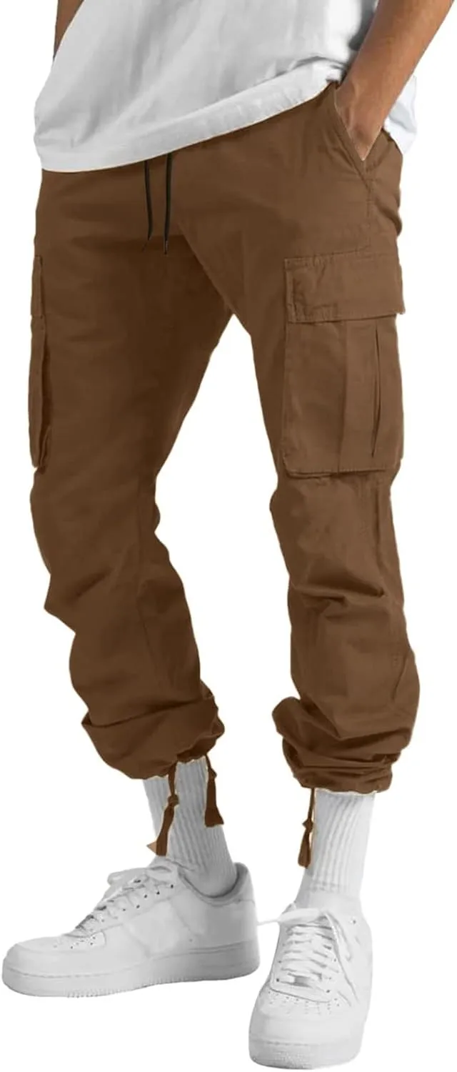 Cargo Sweatpants for Men Pockets Regular & Big Man Sizes Casual Jogger Pant Men's Fleece Lined Cargo Sweatpants Open