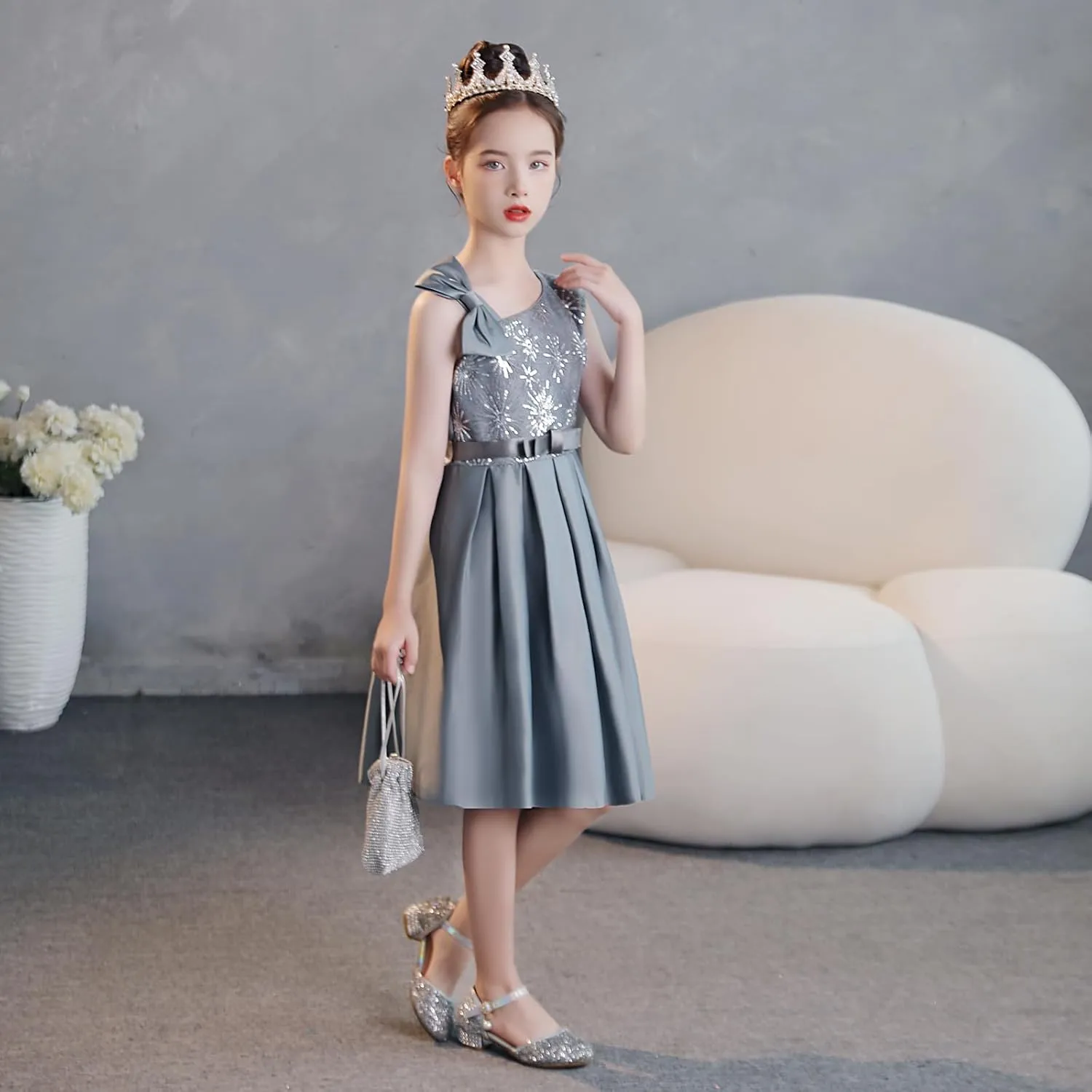 Cichic Elegant Girls' Special Occasion Dress Princess Dresses for Kids 5-6 Years Old Light Purple