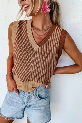 Colorblock Chevron Sleeveless Sweater Vest