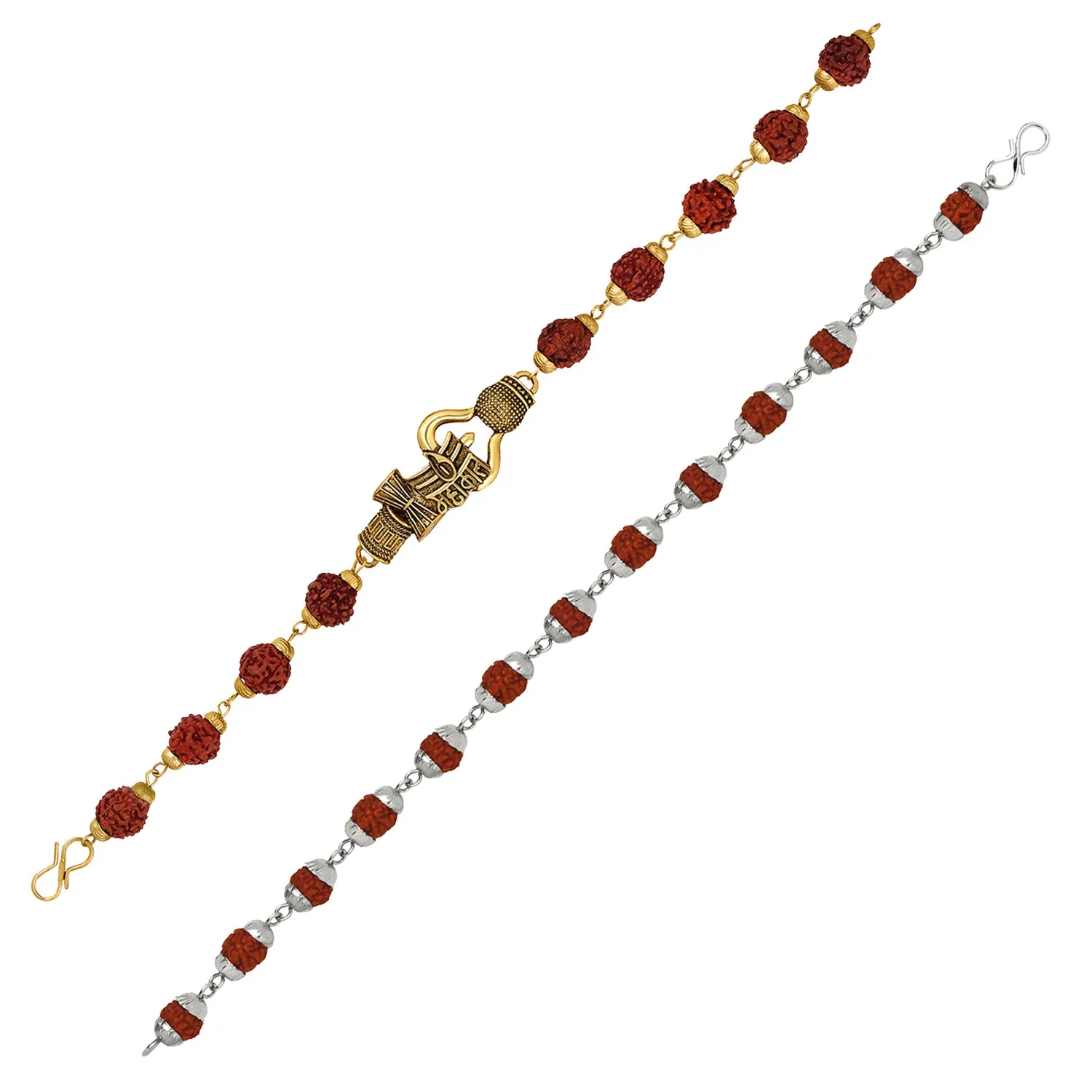 Combo of Trishul Lord Ganpati & Damroo Adjutable Religious Rudraksha Bracelets