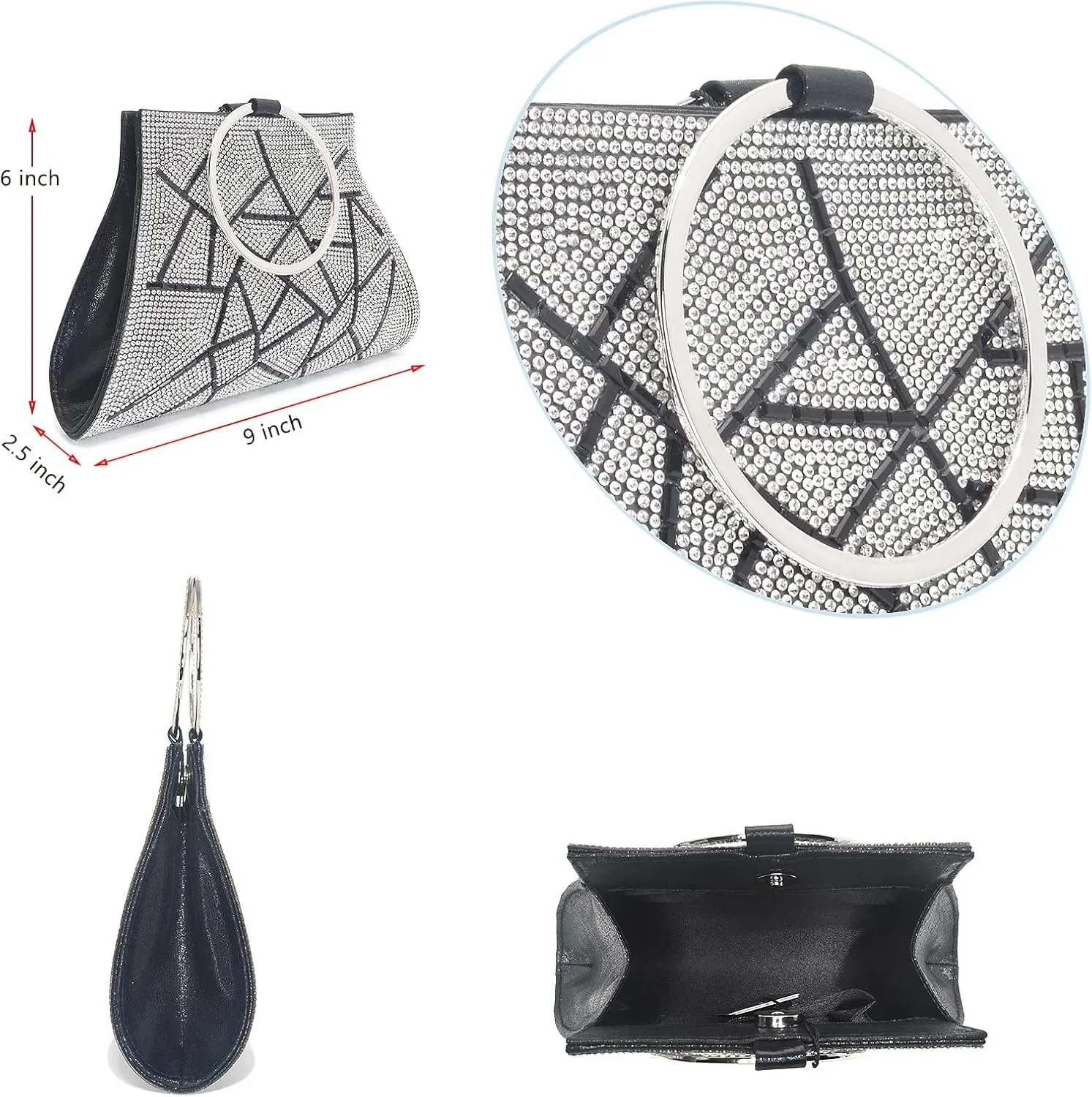 Crystal Clutch Purses Bride and Bridesmaid Handbag Elegant Wristlet Evening Bag for Women