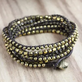 Elegant Brass Wrap Bracelet with Bell Closure