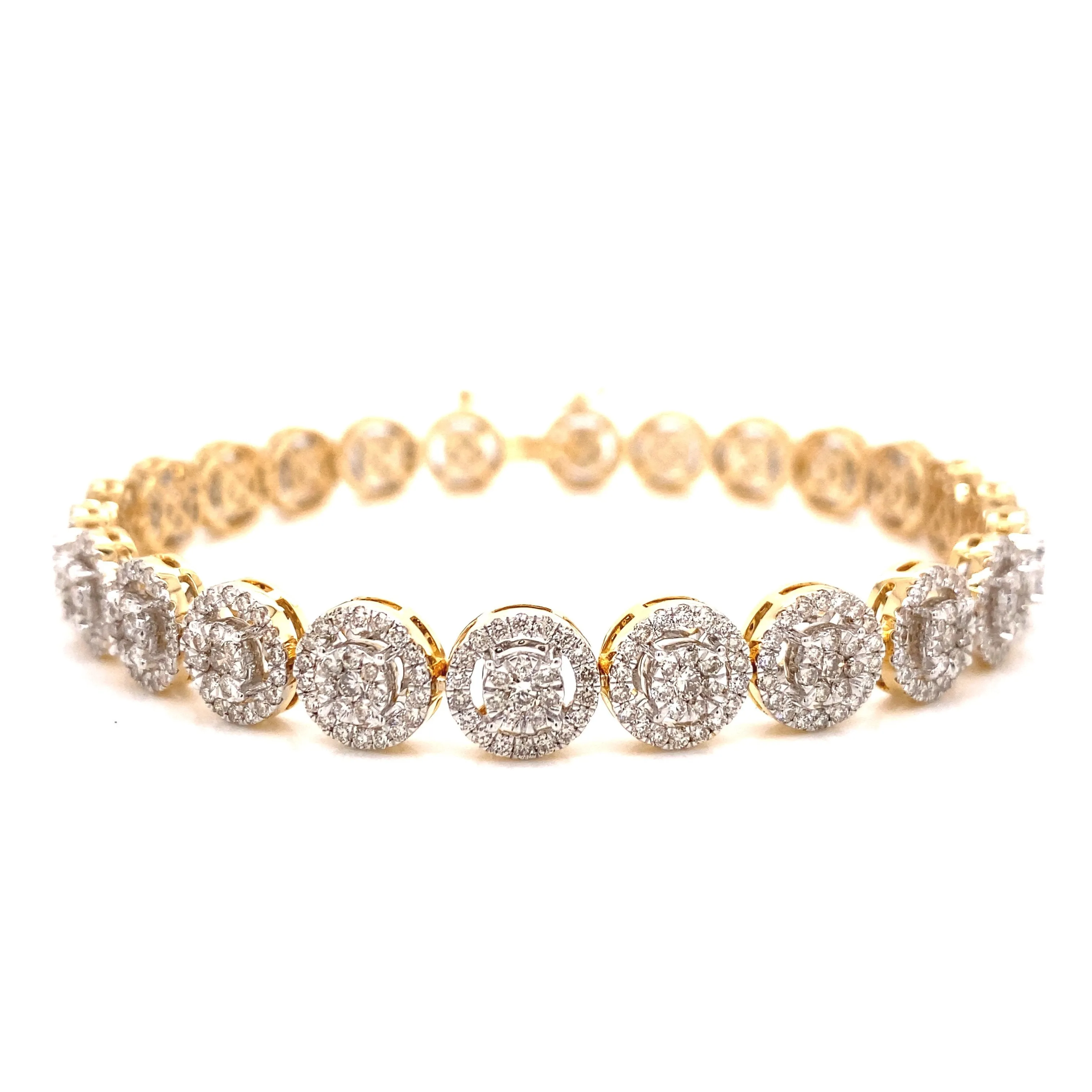 Elegant Diamond Halo Bracelet in 14K Gold