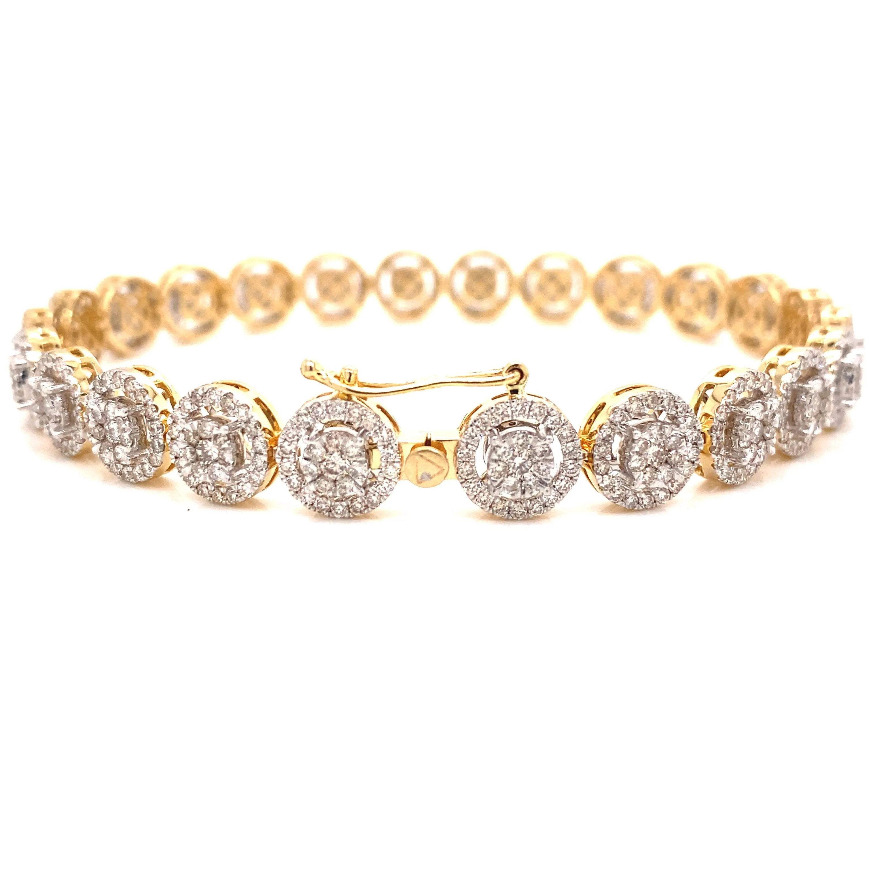 Elegant Diamond Halo Bracelet in 14K Gold