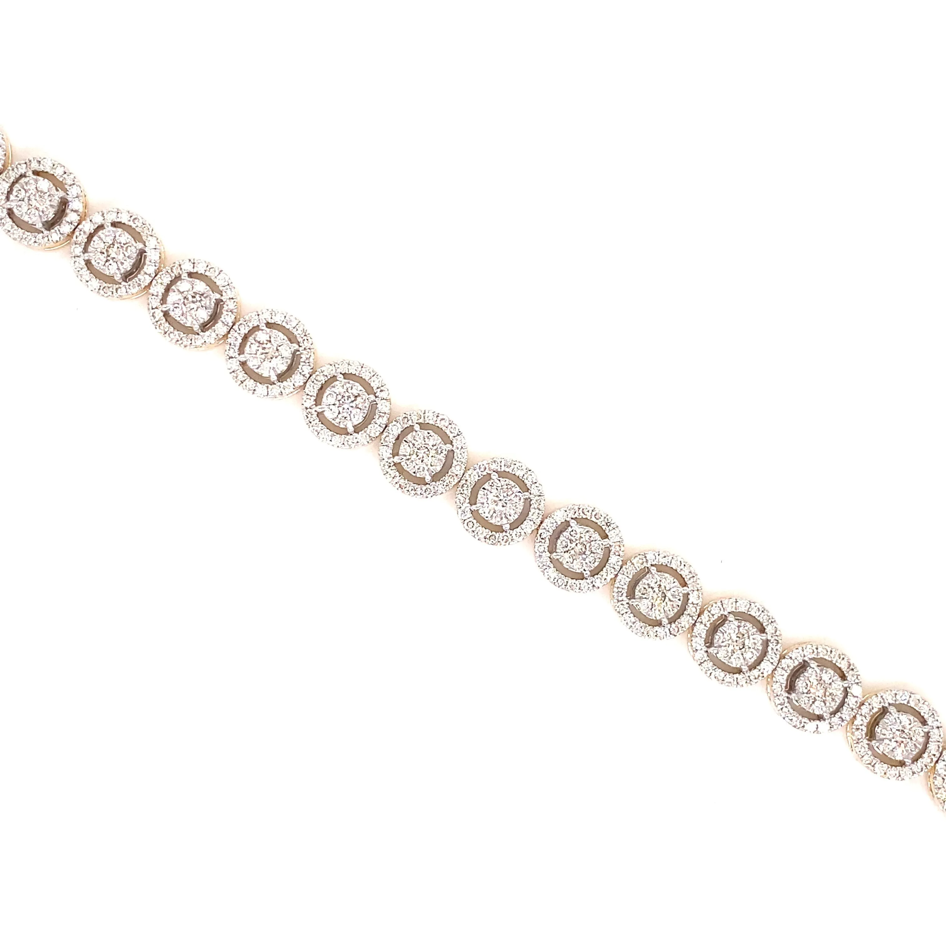 Elegant Diamond Halo Bracelet in 14K Gold