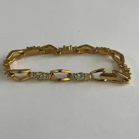 Elegant Gold tone & Cubic Zirconia Bracelet