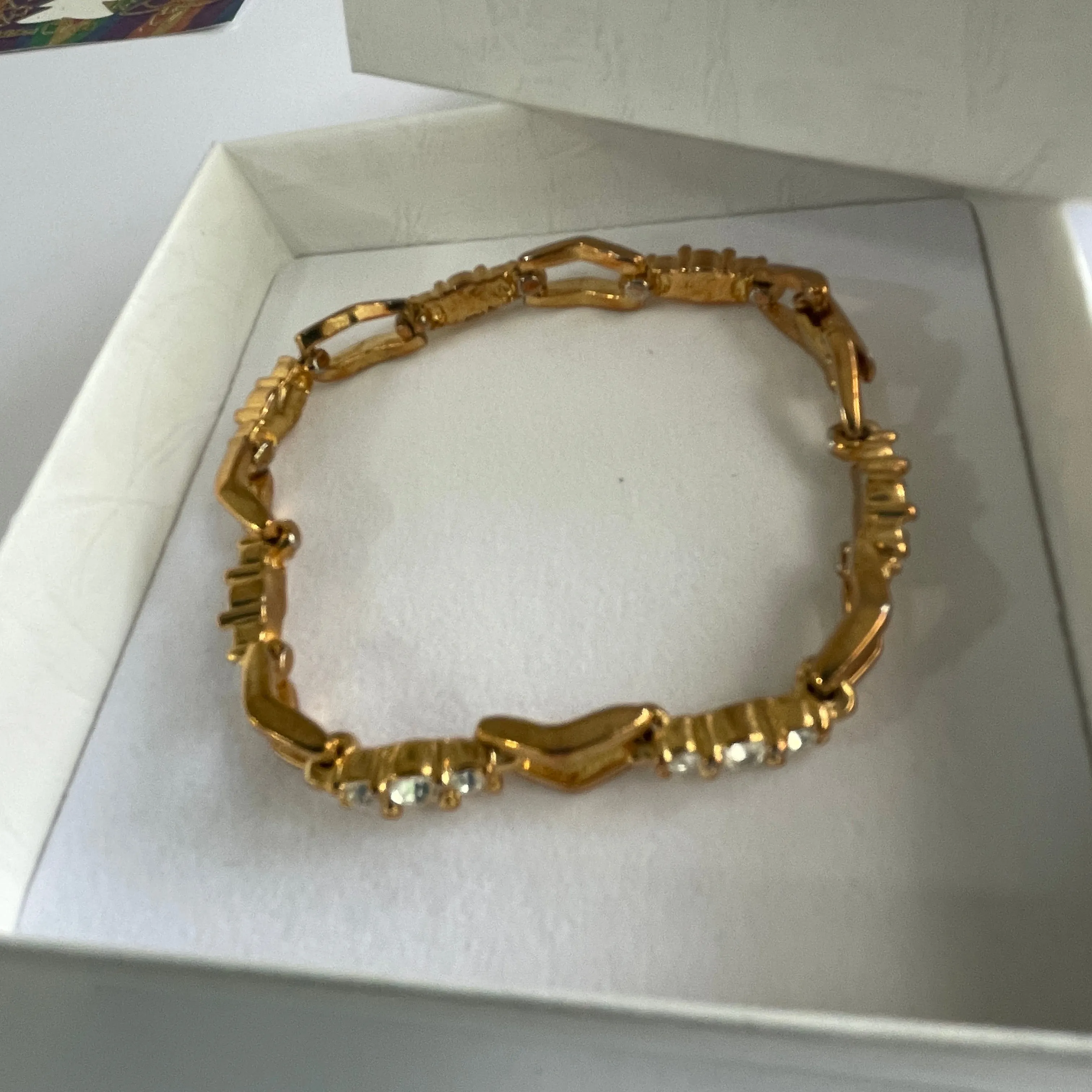 Elegant Gold tone & Cubic Zirconia Bracelet
