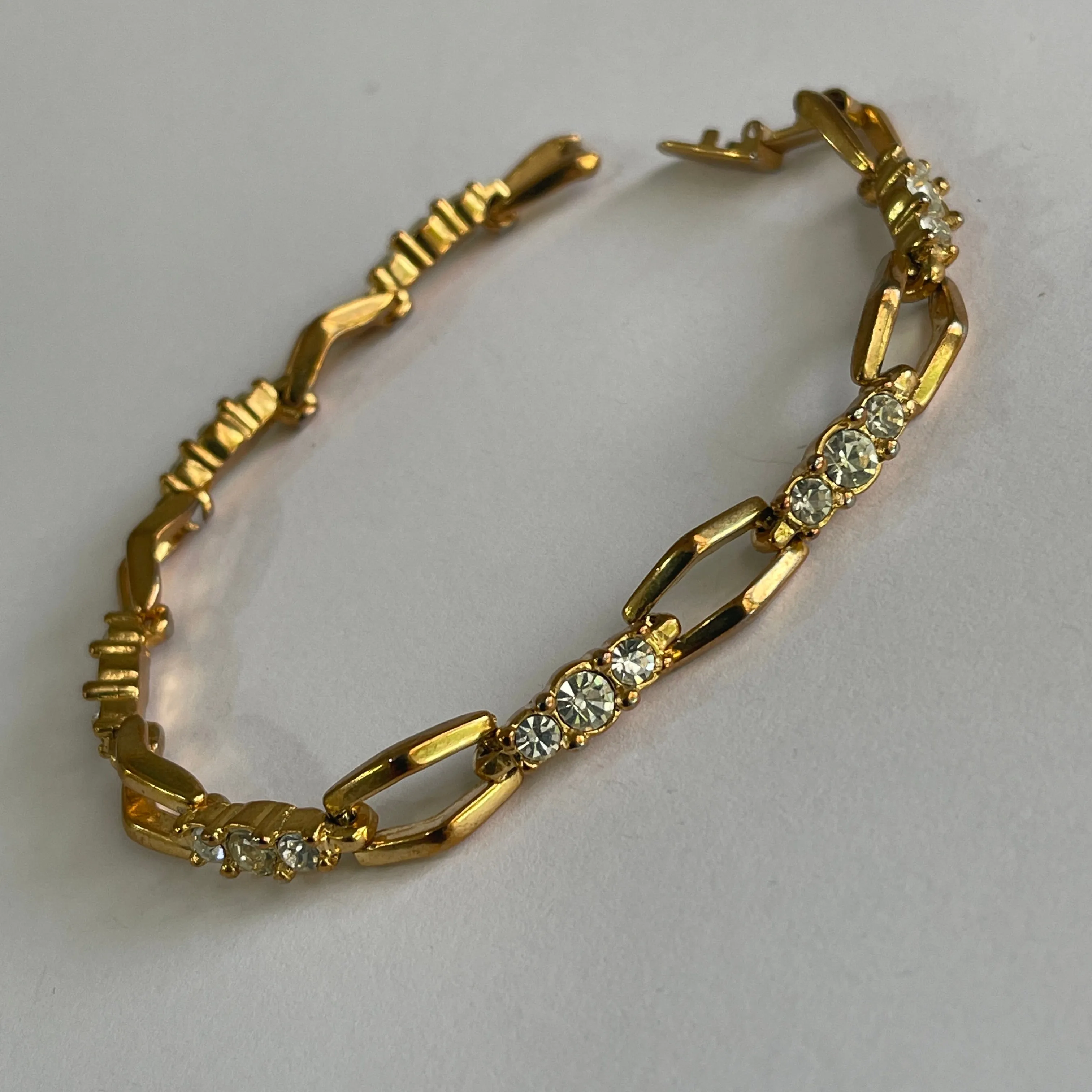 Elegant Gold tone & Cubic Zirconia Bracelet