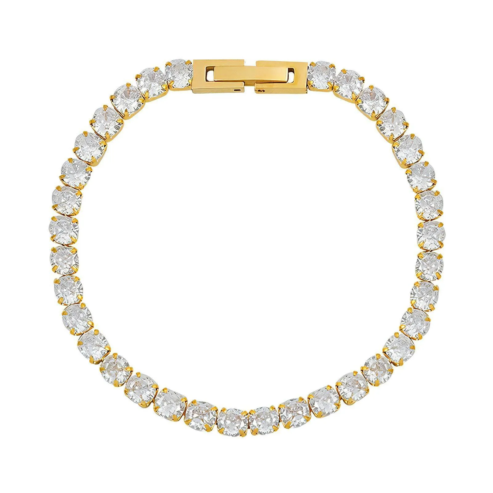 Elegant Tennis Bracelet  Cubic Zirconia Stones  Gold Plated 18 K
