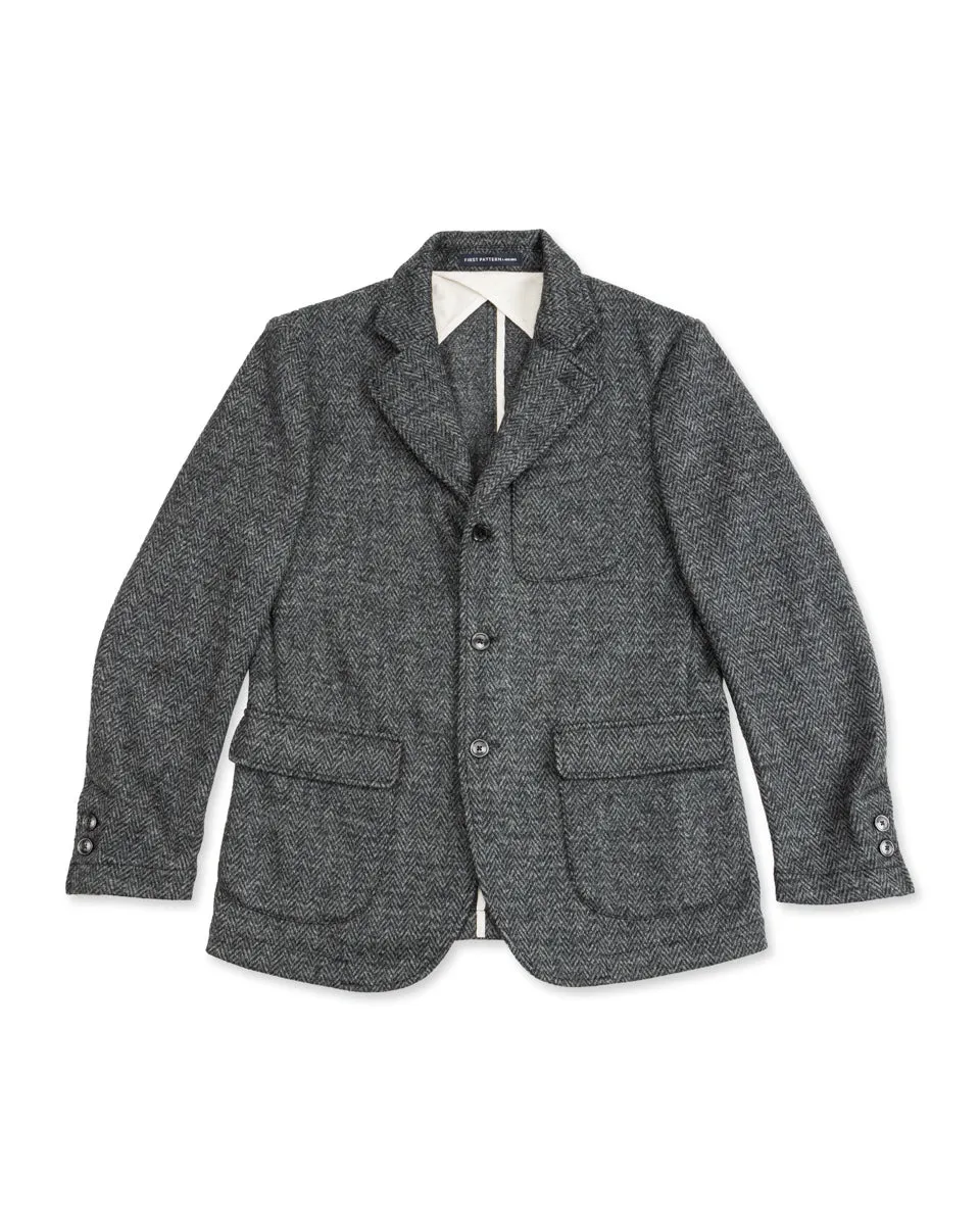 Evans Jacket - Grey Wool Herringbone