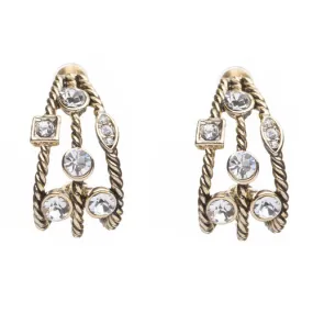 Fashion Trendy Chic Crystal Rhinestone Stylish Sparkle Hoop Earrings Gold