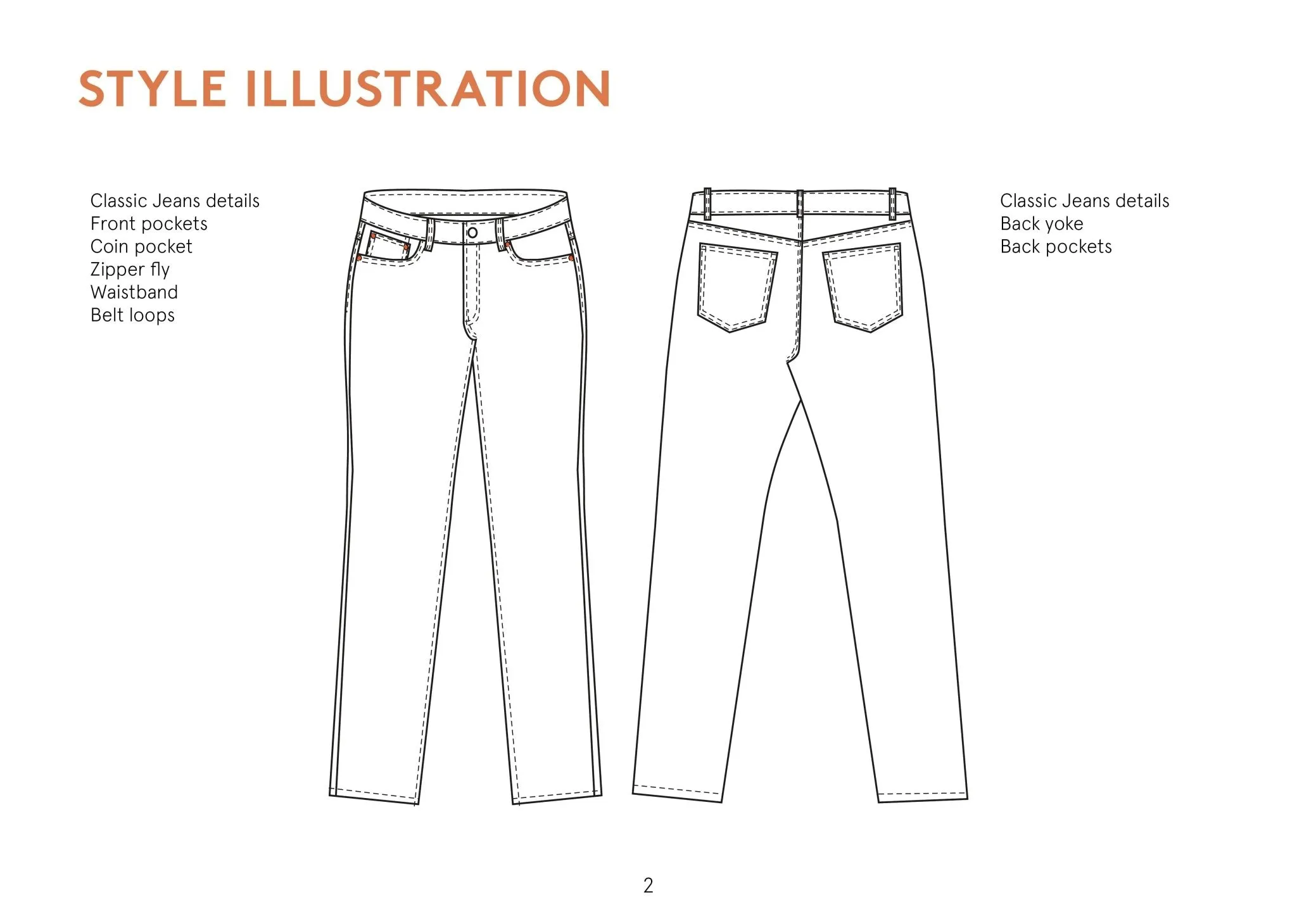 Five Pocket Jeans Womens Paper Pattern - Wardrobe by Me