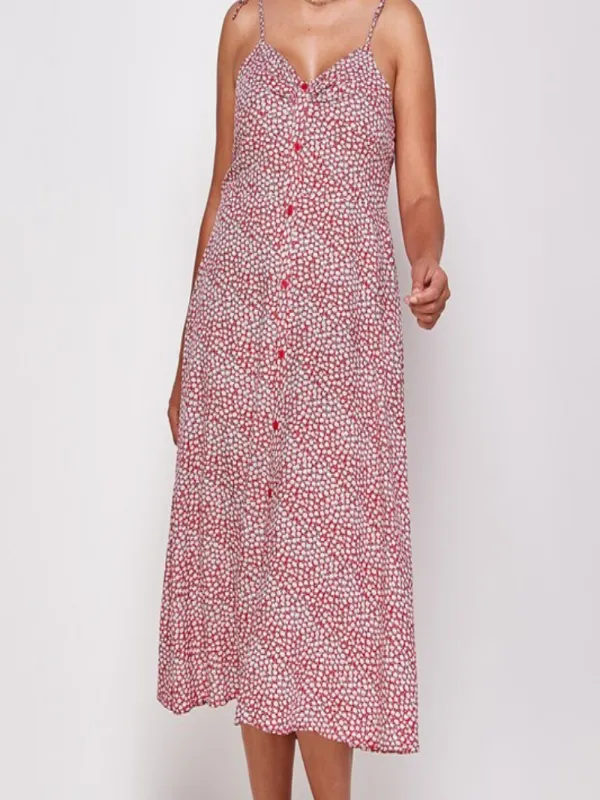 Floral Cami Dress in Red Plus