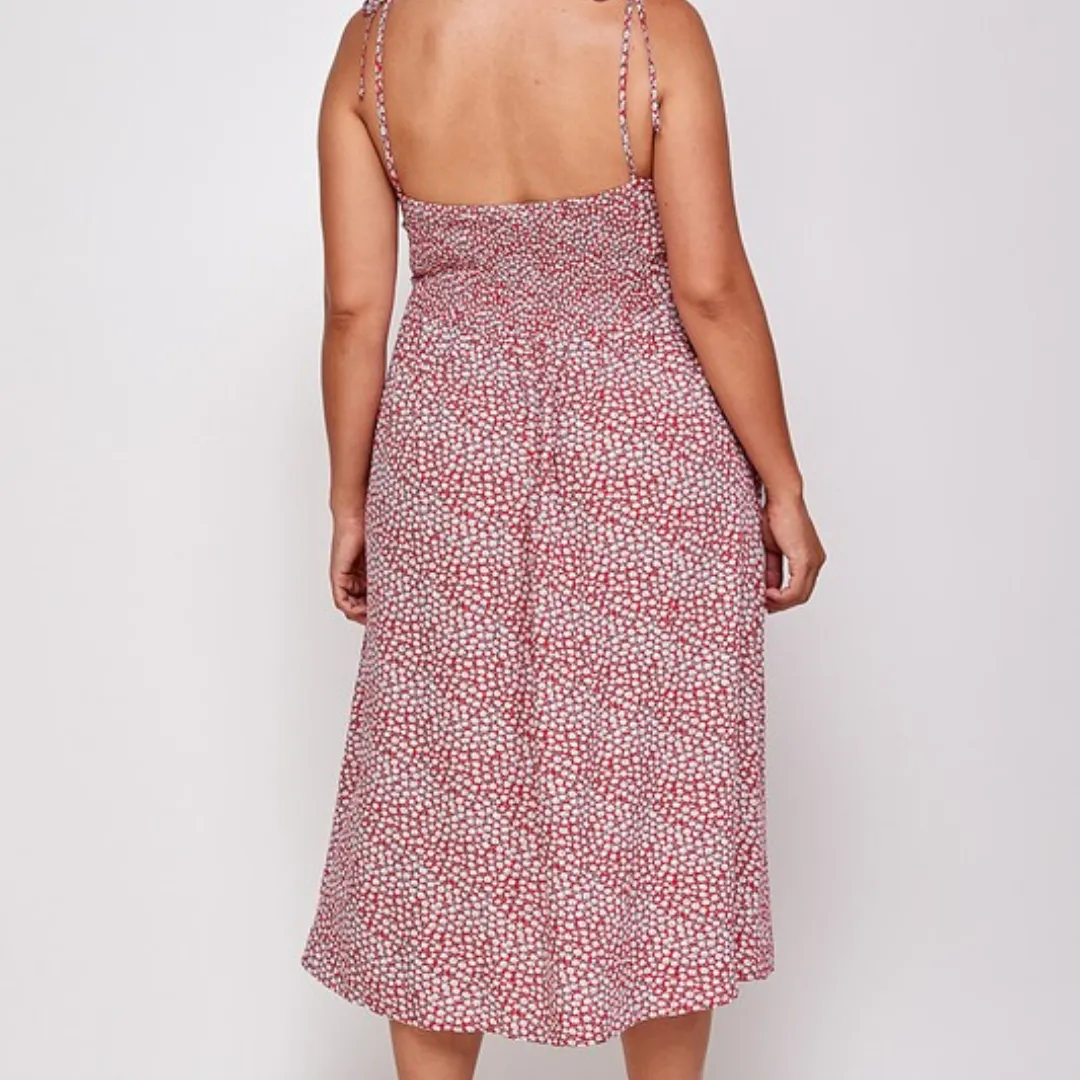 Floral Cami Dress in Red Plus