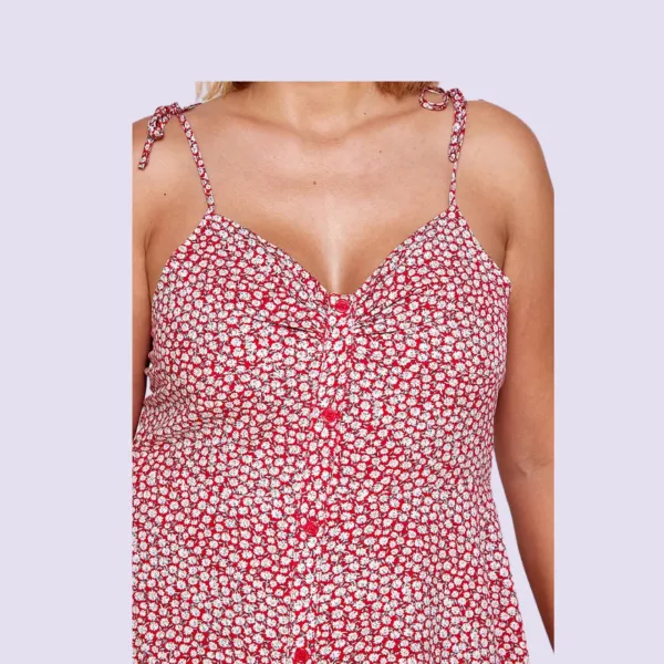Floral Cami Dress in Red Plus