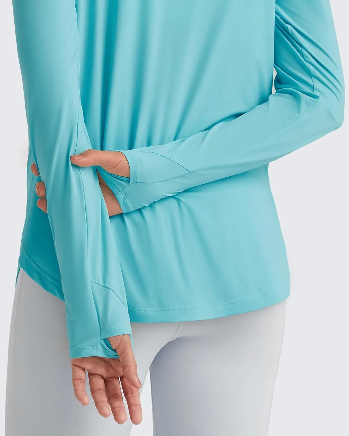G4Free Lightbreeze Womens UPF 50  Sun Shirts with Hoodie Long Sleeve Workout Tops Half Zip Rash Guard Hiking Fishing