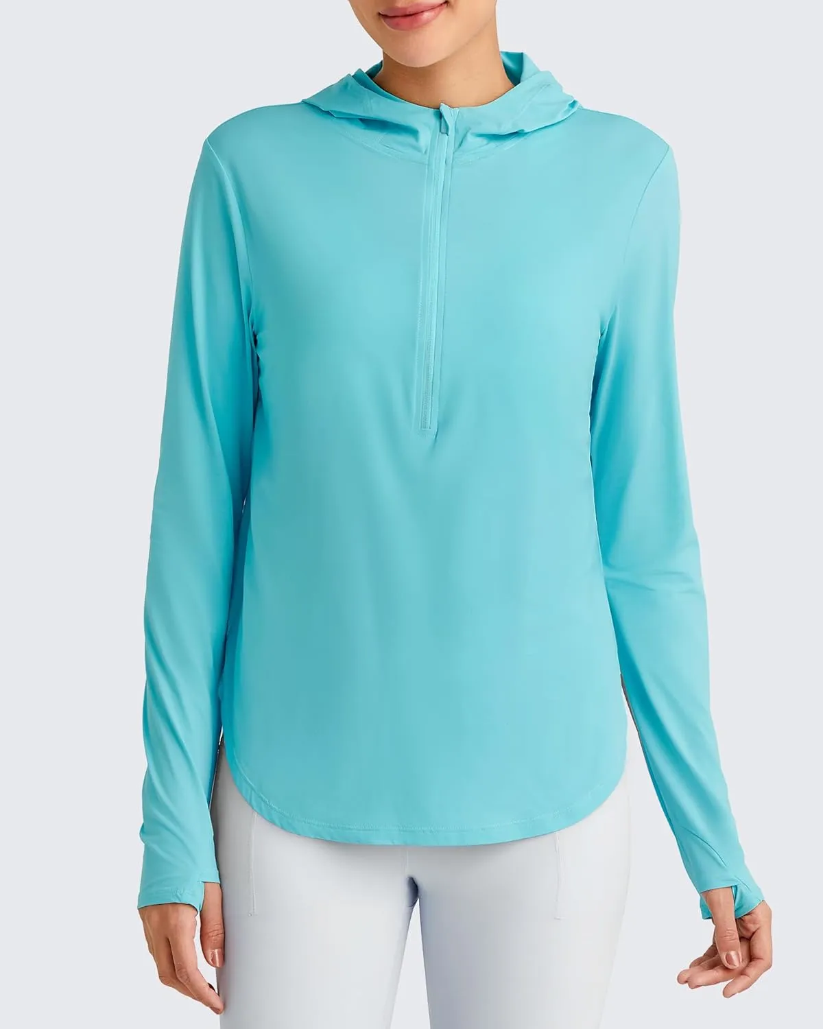 G4Free Lightbreeze Womens UPF 50  Sun Shirts with Hoodie Long Sleeve Workout Tops Half Zip Rash Guard Hiking Fishing