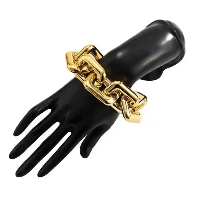 Geometric Square Twisted Thick Chain Bracelet