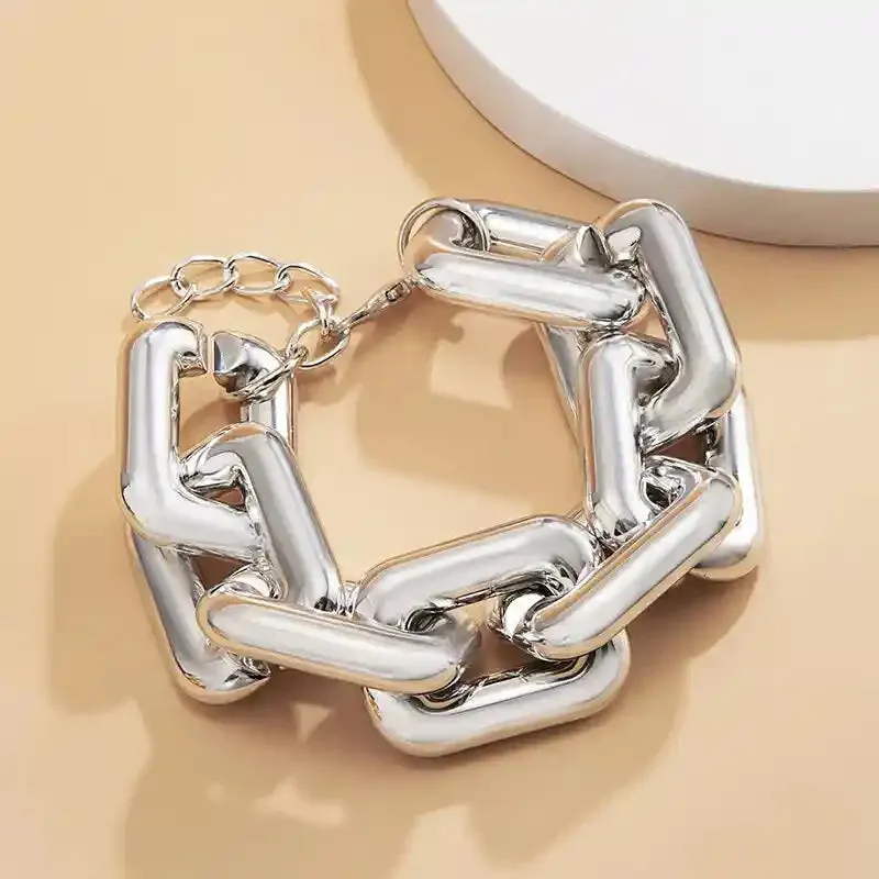 Geometric Square Twisted Thick Chain Bracelet