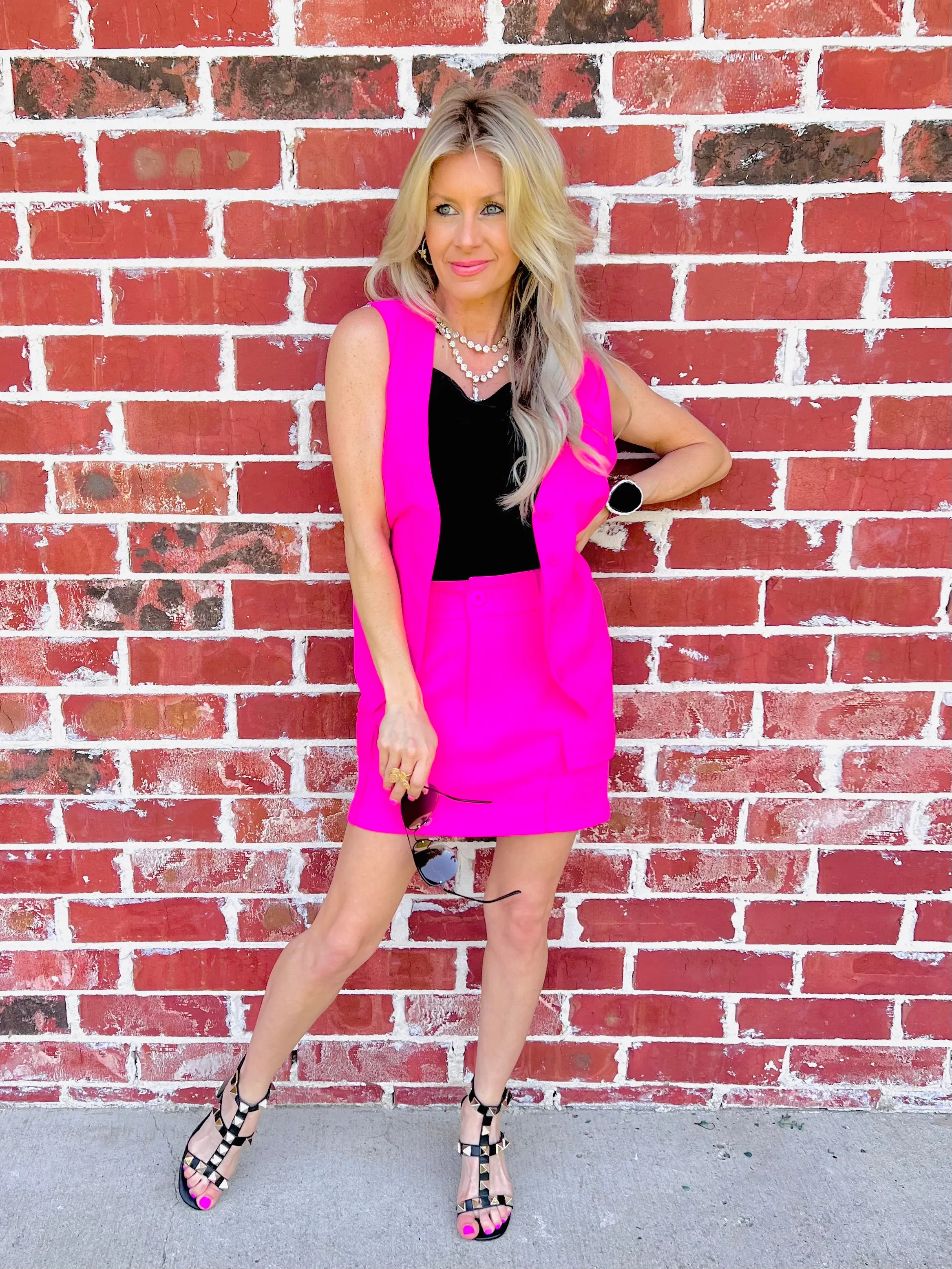 Here for Business Blazer Top-True Pink