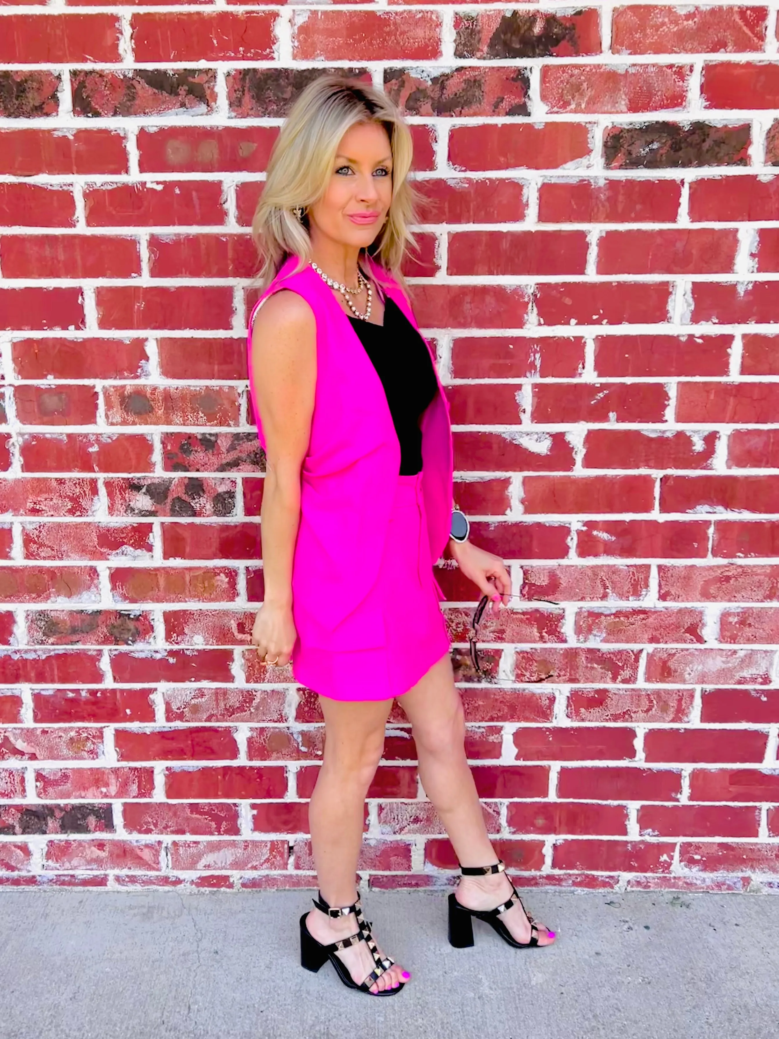 Here for Business Blazer Top-True Pink