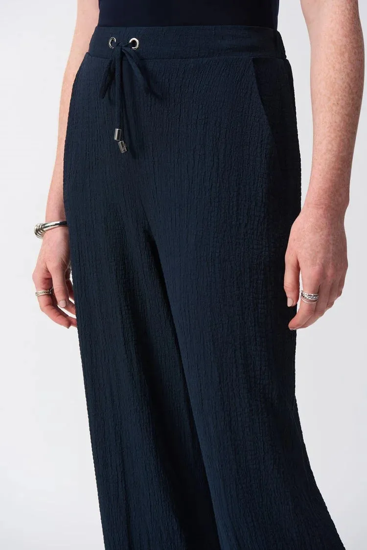 Joseph Ribkoff Seersucker Wide Leg Pant - Midnight Blue