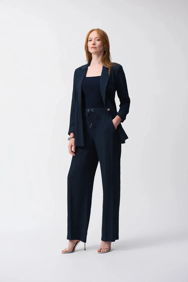 Joseph Ribkoff Seersucker Wide Leg Pant - Midnight Blue