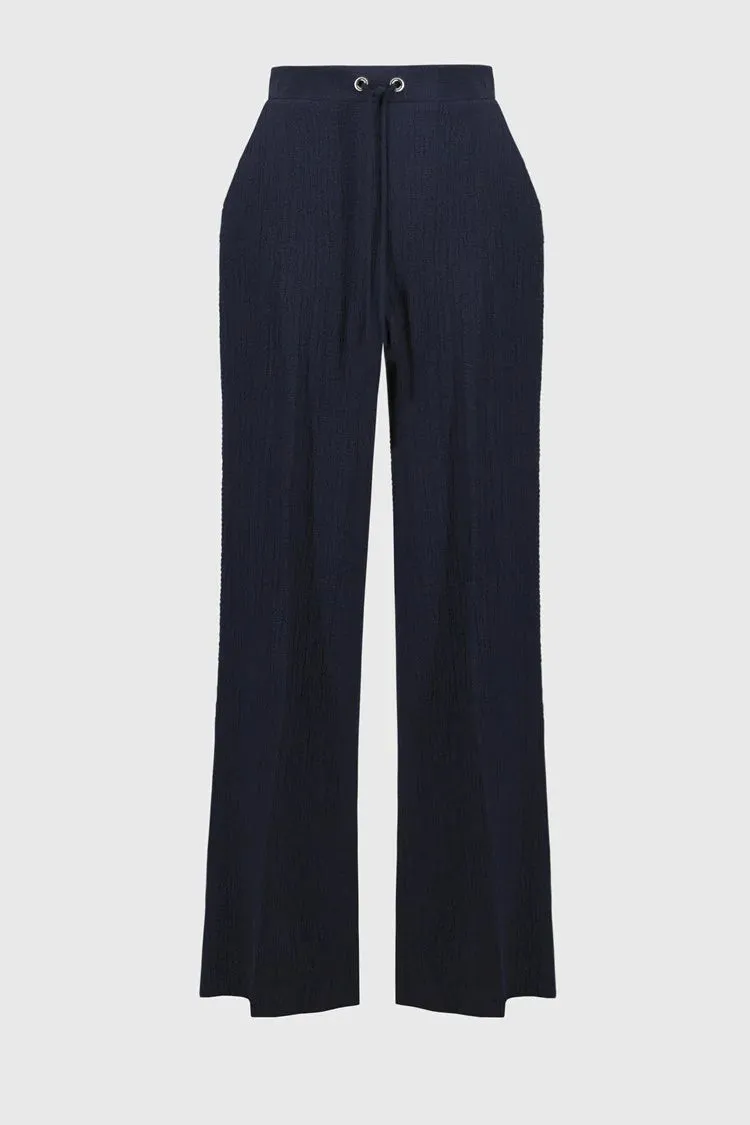 Joseph Ribkoff Seersucker Wide Leg Pant - Midnight Blue