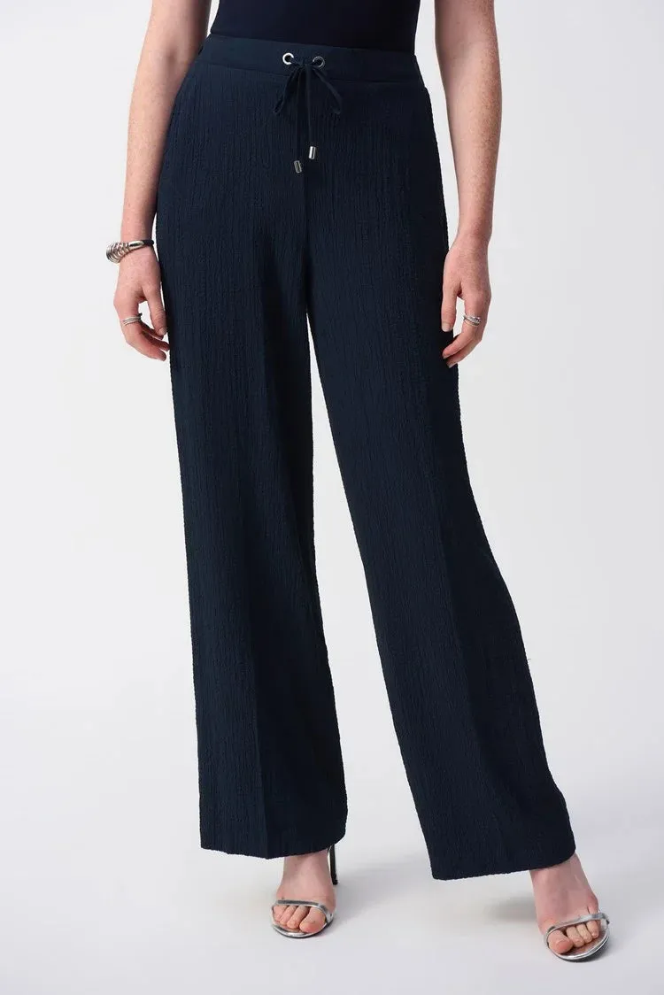 Joseph Ribkoff Seersucker Wide Leg Pant - Midnight Blue