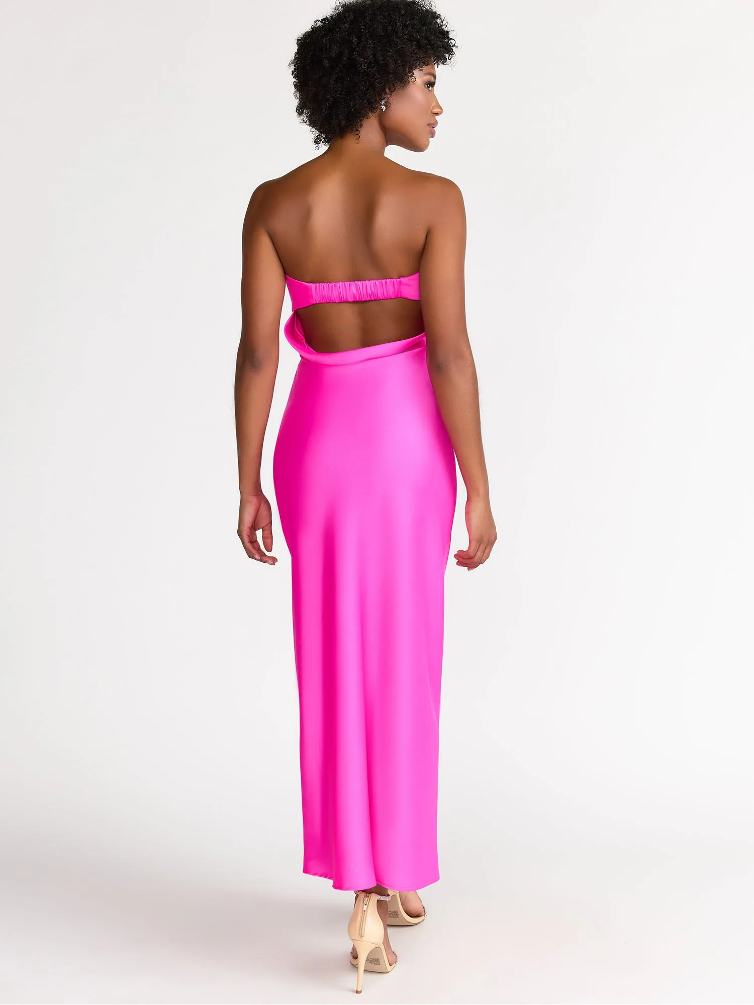 Lena Strapless Cowl Neck Satin Maxi Dress - Brands We Love