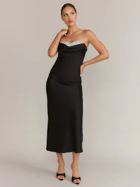 Lena Strapless Cowl Neck Satin Maxi Dress - Brands We Love