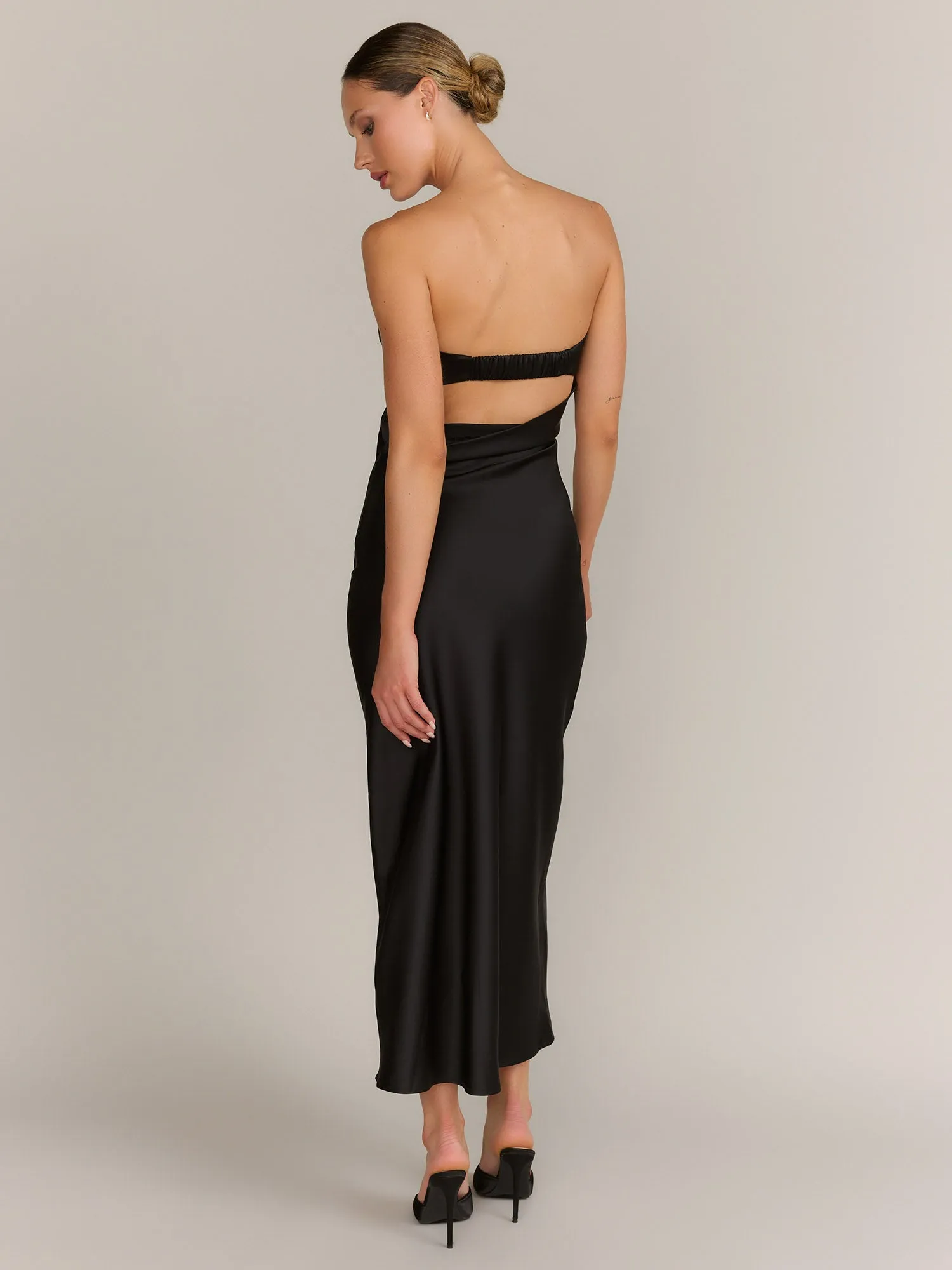 Lena Strapless Cowl Neck Satin Maxi Dress - Brands We Love