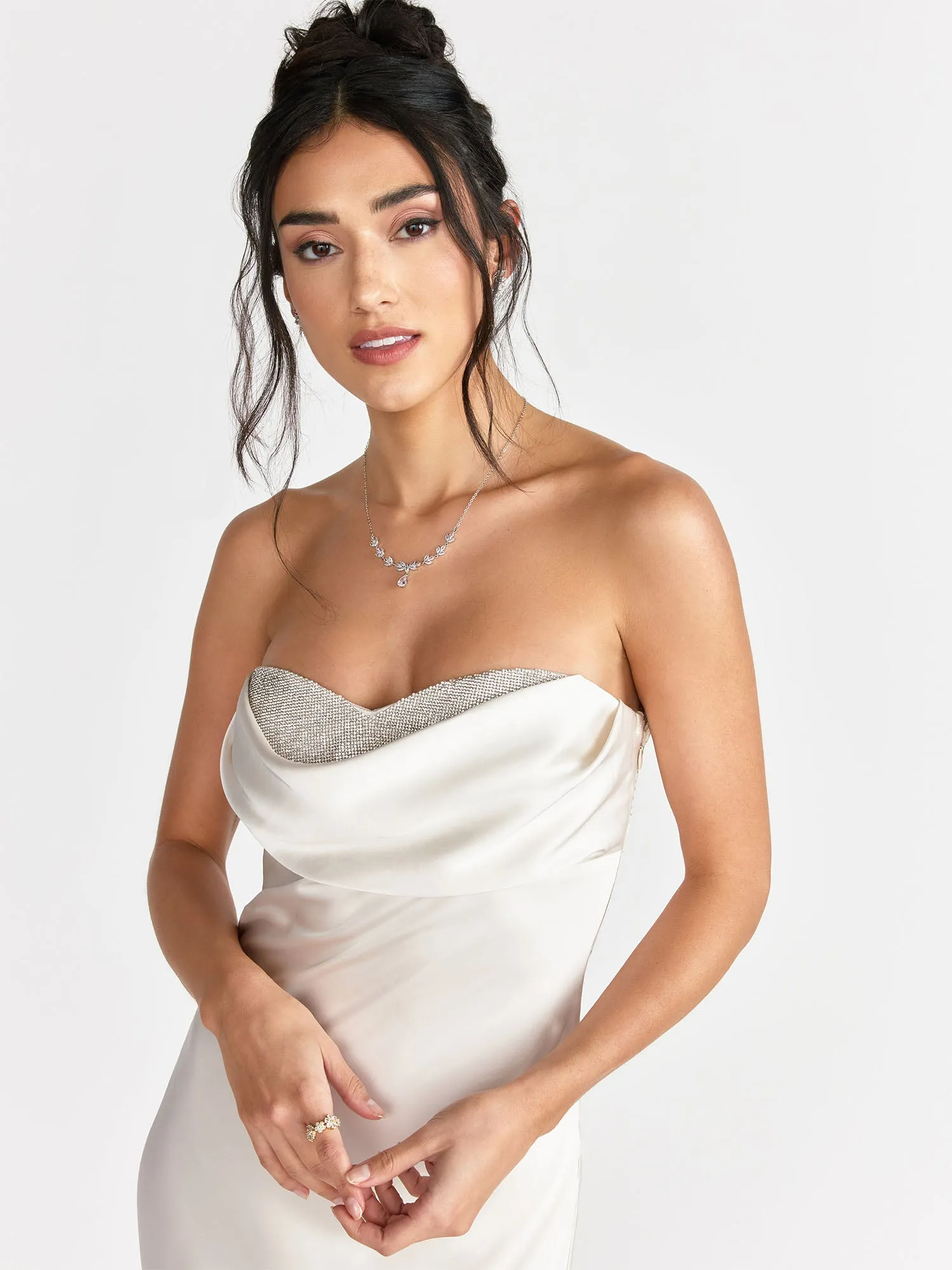 Lena Strapless Cowl Neck Satin Maxi Dress - Brands We Love