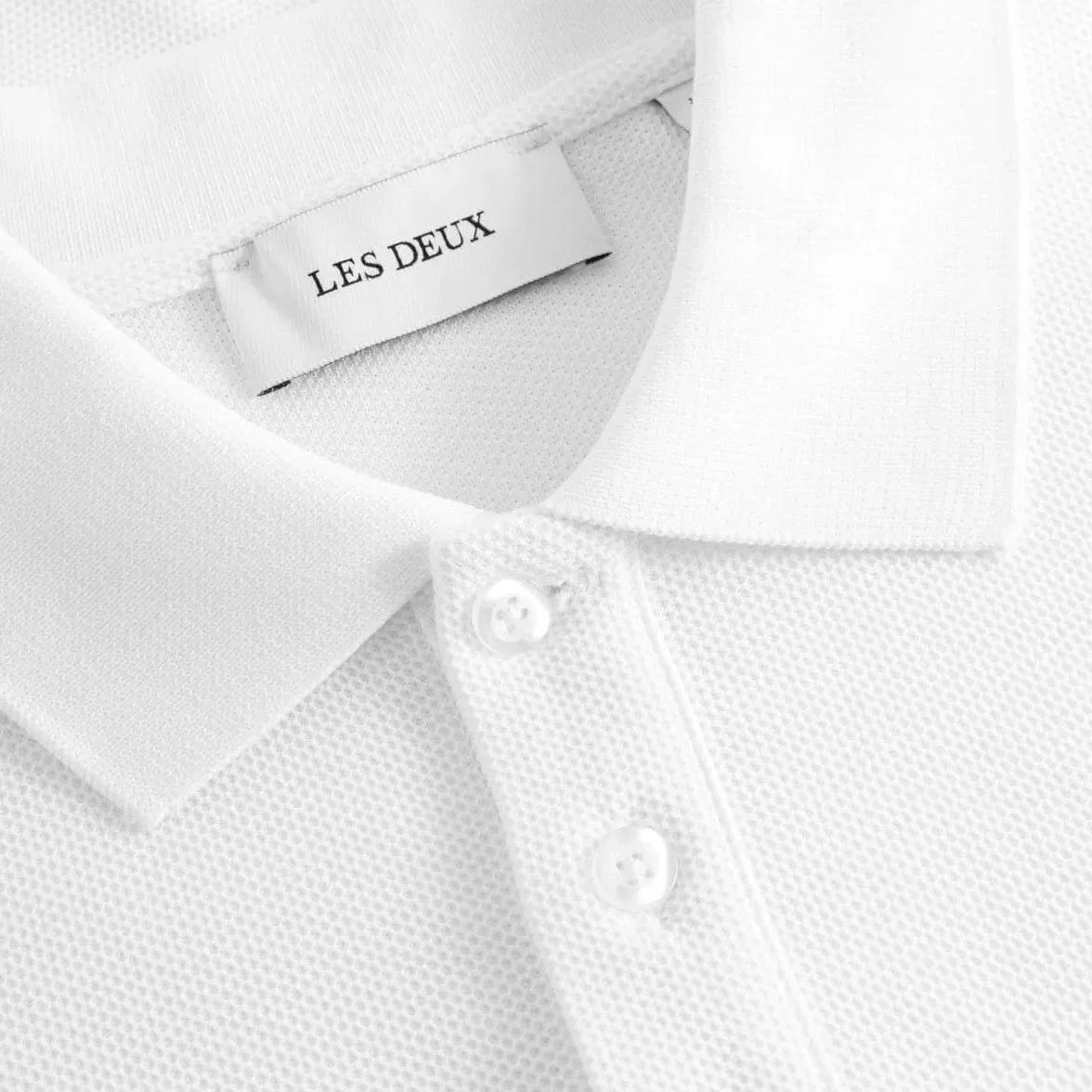Les Deux Piece Pique Polo in White Pacific Ocean